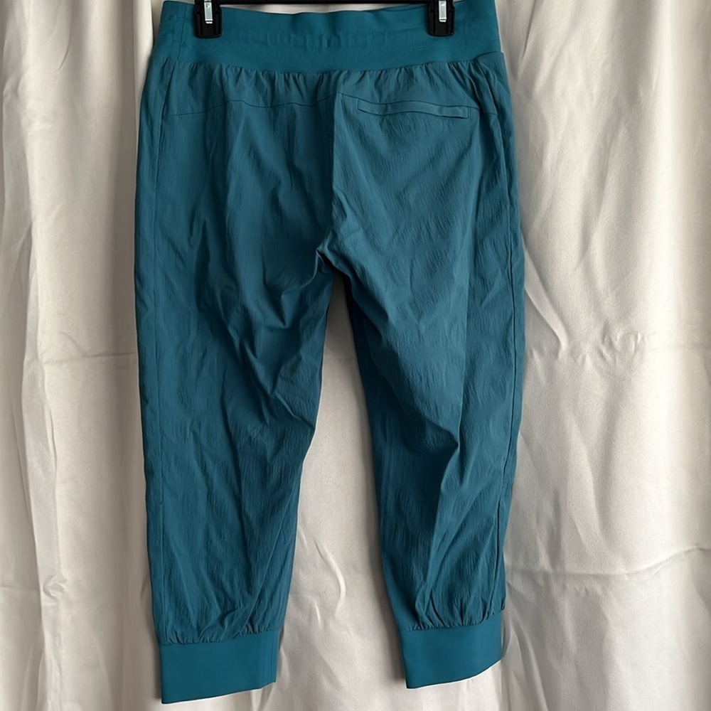 Athleta Trekkie North Teal Blue Crop Joggers Pants Size 8 Petite - Picture 5 of 7